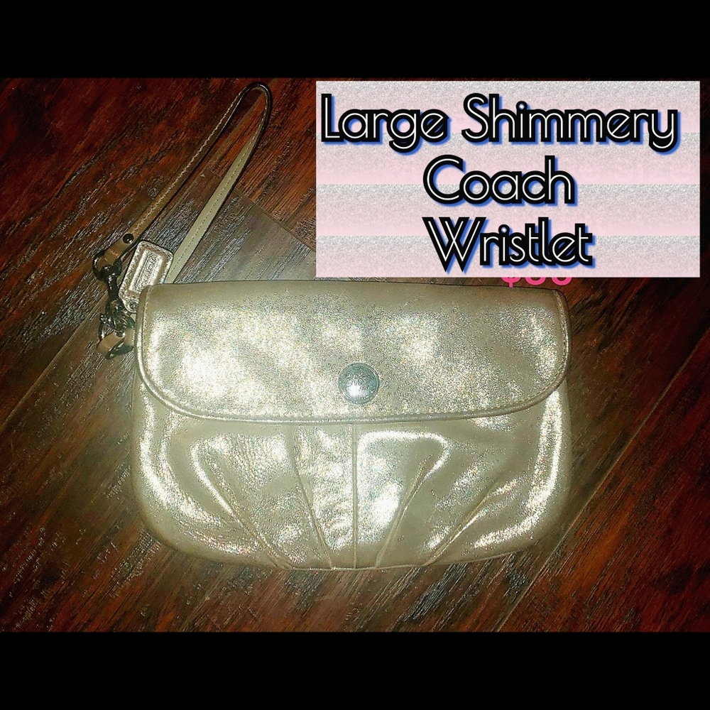Champagne Shimmer Large Coach Wristlet